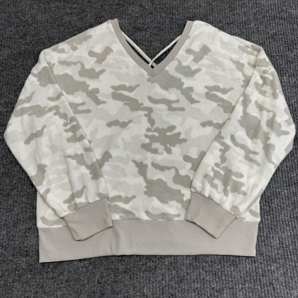 Derek Heart Grey Camo Crisscross Back Cozy Top‎ Women's XL Loungewear Pullover